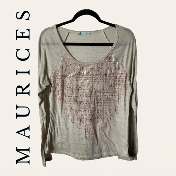 0455. Maurices LONG SLEEVE LIGHTWEIGHT TOP SIZE LARGE - Picture 1 of 9